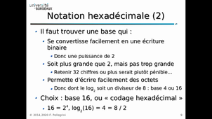 Arithmétique des ordinateurs : binaire, hexadécimal, arithmétique entière