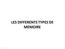 Vidéo 1 - Les différents types de mémoire