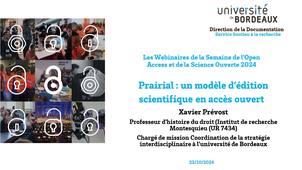 Webinaire Prairial un modèle d’édition scientifique en accès ouvert