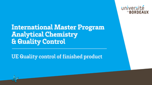 Presentation of UE 4 Quality control of finished products