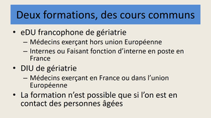 L'enseignement de gériatrie