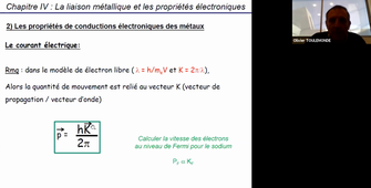 Chimie inorganique 6 : cours n°3 : modèle des électrons libres 3D & temps de relaxation