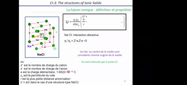 Cours n°6 La constante de Madelung, Energie Réticulaire