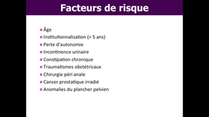 Incontinence anale