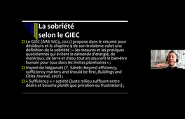 Extrait sur la sobriété - Exposé Eloi Laurent - La transition Juste : analyses et politiques