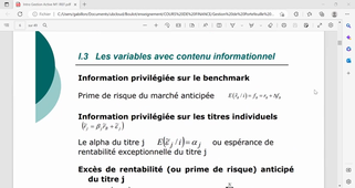 Introduction à la gestion active de portefeuille 1
