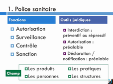 Securité sanitaire - Cadre juridique, organisation